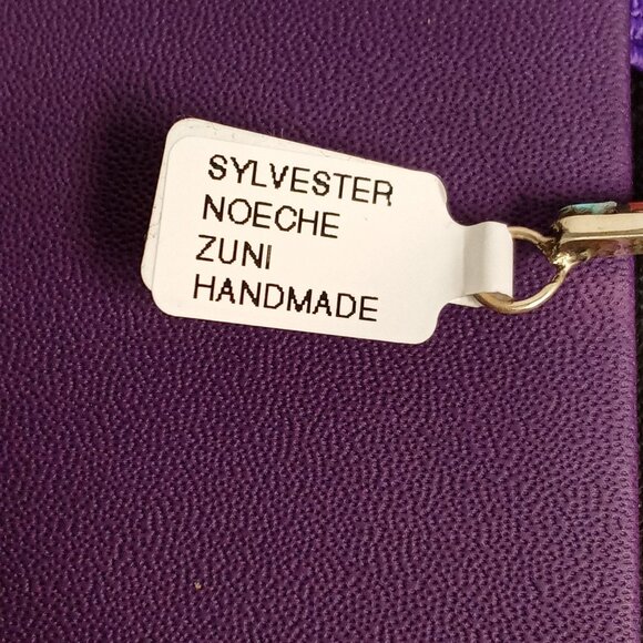 Native American Zuni Handcrafted Sterling Silver Multi-Stone Cross Pendant - Picture 6 of 6